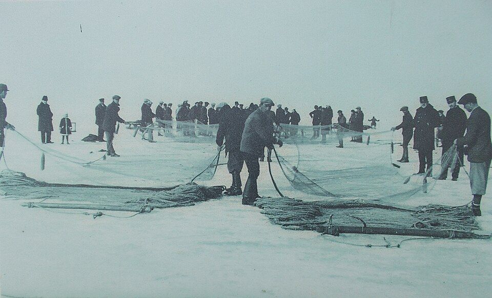 historic winter fishing on ice